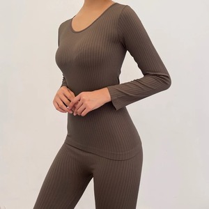 ชุดผ้าฝ้ายขนแกะแขนยาวสำหรับผู้หญิงชุดเสื้อผ้าหนาให้ความร้อนสองด้านสำหรับชุดกันหนาวขายาว - Product Image 4