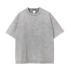 Unisex lavado pesado 100% algodón 250G Color sólido manga corta Camiseta de gran tamaño de talla grande diseño al por mayor de los hombres - Product Image 1