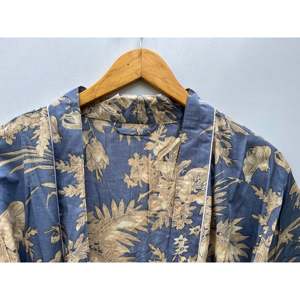 Robe Kimono en Coton à Imprimé Floral Légère et Élégante pour l'Été, Peignoir à Col Mandarin Respirant et Confortable, OEM/ODM - Product Image 5