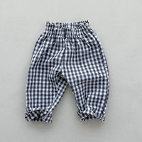 Pantalon ample à carreaux pour bébé fille et garçon avec logo personnalisé, imprimé à carreaux de Noël, bas amples pour enfants, pantalon à carreaux