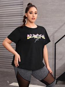 Top de algodón para gimnasio para mujer, diseño de estampado de verano, tela alta, manga corta, Color sólido, Camiseta holgada para entrenamiento de Fitness y Yoga - Product Image 4