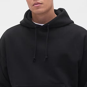 Conception de logo personnalisée et cordon de serrage pour ajuster le capuchon / Sweat-shirt à capuche pour homme en couleur unie lourd avec un design tendance décontracté - Product Image 2
