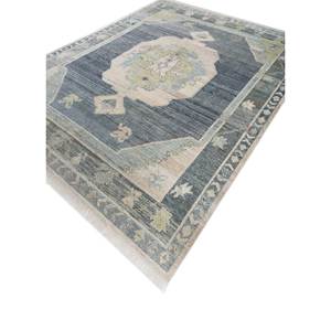 Alfombra de Lana Afgana Azul Tomillo Hecha a Mano para Sala de Estar con Medallón, Alfombra Rectangular para Pasillo con Patrones Abstractos, Modelo Lsea-1003 - Product Image 2