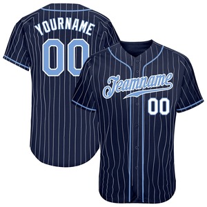 Baseball Uniform Industry Sportswear Custom Navy White Pinstripe <b>Light</b> Blue-White Authentic Baseball Jersey - Product Image 1