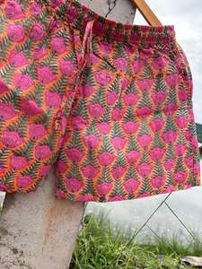 Pantalones cortos unisex Jaipur hechos a mano de algodón orgánico Rose Butty Casual trajes de verano con ropa de playa ligera elástica ropa de dormir - Product Image 5