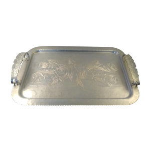 Plateau rectangulaire en aluminium design martelé forme carrée plateau de service fournisseur en gros - Product Image 2