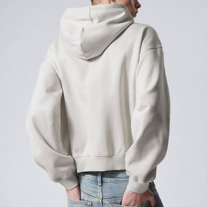 Sweat à capuche personnalisé en gros 2025 pour hommes, en molleton français uni, court, 100% coton, respirant, broderie, fermeture éclair avec logo - Product Image 2