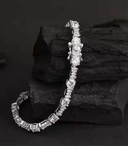 Pulsera de tenis, plata, pulsera de tenis de diamante redondo dorado, regalo de aniversario, regalo para ella/regalo de cumpleaños, hecho a mano - Product Image 1