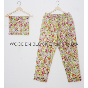 Ensemble de pyjama en coton indien ultra doux pour femmes motif floral pantalon de chemise de nuit léger vêtements de nuit de salon personnalisés grande taille - Product Image 3