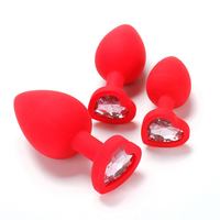 Bouchon anal en silicone pour femmes et hommes, étanche IPX7, BDSM, avec cristal en forme de cœur, interchangeable, 3 tailles, 4 couleurs