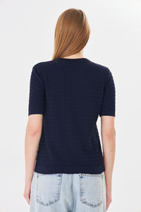 Cárdigan Elegante de Manga Corta para Mujer, Cómodo, Transpirable, de Punto Acanalado, Corte Ajustado, con Botones, Top de Punto para Verano, Estilo Moderno para Damas - Product Image 4