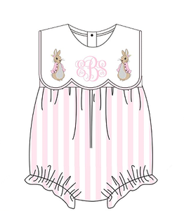 Conjuntos de Ropa Infantil de Boutique para Niños, Bordados de Pascua, Cómodos, Vestido a Rayas para Hermanos, Niños y Niñas, Rosa y Azul, con Volantes y Conejito - Product Image 4