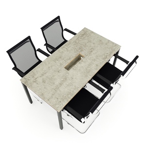 Uconcept HBUC052 160x80cm Industrial-Contemporary Plywood Conference <b>Table</b> with Adjustable Iron Legs for Hotels Conference Rooms - Product Image 2