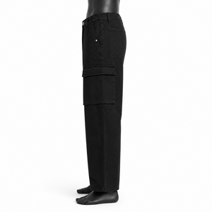 Pantalones Cargo Negros Personalizados al por Mayor, Pantalones Casuales de Algodón de Alta Calidad con Pierna Ancha y Múltiples Bolsillos para Hombre, Ropa Urbana - Product Image 5