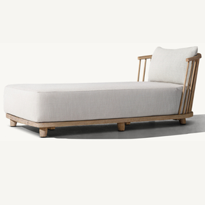 Chaise longue en teck de style moderne pour l'extérieur, résistante aux intempéries et aux termites - Product Image 2