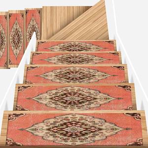 Printed Rug: Modern Oushak Design, Vibrant Orange and Green,Goblen - Product Image 3