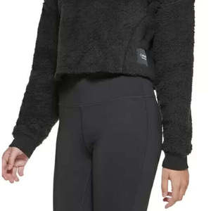 Maglione Crop Top Nero in Maglia con Finta Pelliccia di Sherpa Taglia X-Large da Donna Calvin Klein - Product Image 3