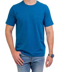 T-shirt personnalisé 100% pur coton bleu couleur classique demi-manches été décontracté haute qualité hommes t-shirts poche avant Logo personnalisé - Product Image 5