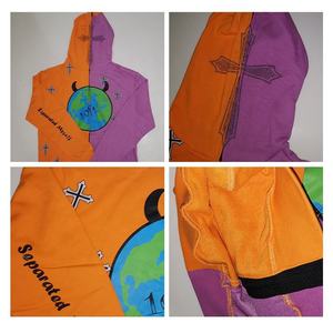 Logotipo personalizado Venta caliente de alta calidad Unisex Full Zip Ups Hoodies Rhinestone Hoodies naranja y púrpura algodón Casual Y2K Hoodies hombres - Product Image 4