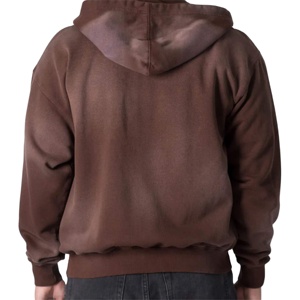 Sweat-shirts à fermeture éclair pour hommes, style streetwear délavé au soleil, léger, respirant, logo personnalisé, tissu doux de couleur lourde pour hommes - Product Image 5