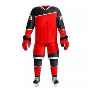 Uniforme de hockey personnalisé pour équipe, fabriqué en tissu en maille de polyester flexible, couleur vive, impression durable et toucher doux et lisse - Product Image 1