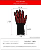 OM18 Gants résistants aux hautes températures en silicone et en aramide, ignifuges, antidérapants, résistants à la chaleur pour la cuisson et la grillade