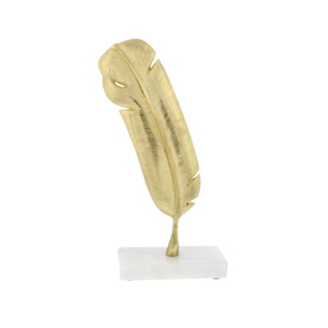 Escultura chapada en oro con forma de hoja de Base de mármol de Metal de aluminio náutico Las esculturas hechas a mano más exigentes - Product Image 1