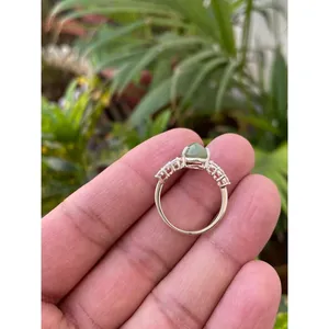 925 Silver Natural Opal <b>Ring</b> with Chrysoberyl <b>Cat's</b> Eye Oval Cut Rhodium Plated Romantic Style for Engagement - Product Image 4