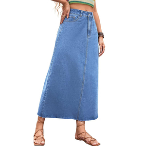 Long Solide Motif Maxi-Longueur Denim Jeans Jupes pour Femmes Y2K Style Droite Silhouette Plus La Taille pour L'été Automne Taille - Product Image 1