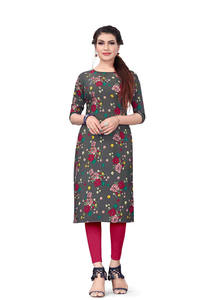 Classy & Ethnic Crepe <b>Kurtis</b> <b>for</b> <b>Women</b> Sleeves Print Casual Suits <b>for</b> Parties Festive Occasions Indian Pakistani Styles - Product Image 2