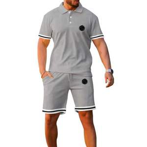 Survêtement deux pièces vêtements de plage short survêtement hommes t-shirt ensemble court avec service OEM - Product Image 4
