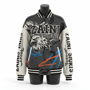 Premium 380 GSM femmes université veste laine polyester mélange avec imprimé aigle illustration Logo personnalisé broderie femmes université veste - Product Image 1