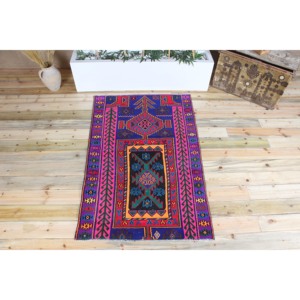 Tapis de 3,5 x 5,6 pieds, tapis turc vintage, tapis géométrique arc-en-ciel - Product Image 1