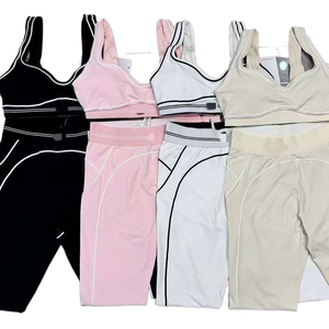 Vendita Diretta dalla Fabbrica Set di 2 Pezzi Leggings da Donna di Alta Qualità per Yoga e Pilates Elasticizzati Senza Cuciture a Costine - Product Image 2