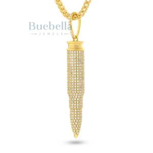 Fully Iced Bullet <b>Moissanite</b> <b>Pendant</b> & Necklace Built for Bold Moves Clean Shots Tactical Swagger & Style Caliber for Men Women - Product Image 2