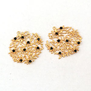 Pierre précieuse d'onyx noir faite à la main avec composants de jeu de broches résultats de boucle unique pour les conceptions de bijoux vintage pendentifs de mode breloques - Product Image 2