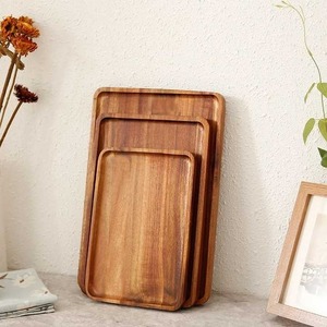 Bandeja de madera de acacia para desayuno, bandeja de madera para servir té y café - Product Image 1