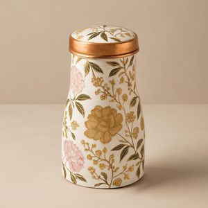 ขวดน้ำทองแดงแท้ 100% สำหรับวางข้างเตียง ลายพิมพ์ดอกไม้สีเขียว ขวดน้ำทองแดงพร้อมแก้วในตัว ทำด้วยมือ สำหรับห้องนอนและสำนักงาน - Product Image 5