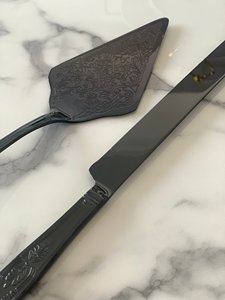 Luxury Black <b>Etching</b> Design Cake Server & Knife Set in Best Price From Indian Manufacturer - Product Image 4