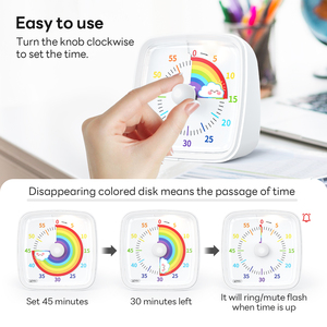 Yunbaoit hẹn giờ trực quan với công cụ quản lý thời gian ánh sáng ban đêm 60 phút đồng hồ đếm ngược cầu vồng cho trẻ em và người lớn - Product Image 2