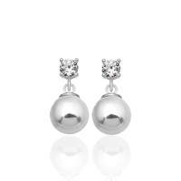 Nouveauté : Boucles d'oreilles en argent sterling 925 avec pierre de zircon de 4 mm et perle de coquille blanche de 8 mm, provenant de Turquie