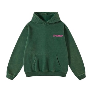 2026 Custom Logo Fleece Embroidery Breathable Acid Washed Plain Cotton Men's Winter Lined Eco-Friendly Pullover <b>Hoodie</b> Soft <b>Long</b> - Product Image 2