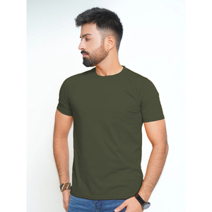 Men's Olive Green Slim Fit O-Neck <b>Short</b> <b>Sleeve</b> T-Shirt 100% Cotton Jersey Casual Wear - Product Image 6