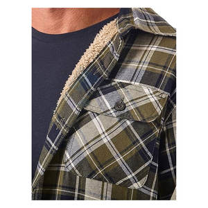 <b>Mens</b> Heavyweight Long Sleeve <b>Sherpa</b> Lined Shirt Jacket Cozy <b>Fleece</b> Lined Shacket for Work and Outdoor Use Olive Sky - Product Image 4