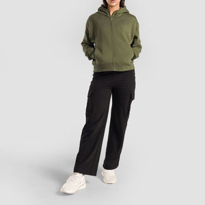 Sweat à capuche surdimensionné à fermeture éclair intégrale, poids moyen, de luxe, en gros, personnalisé, coton lourd, 100% French Terry, pour femmes - Product Image 4