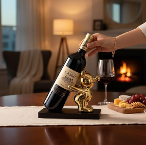 Porte-bouteille de vin en forme d'ours en or créatif. Décoration de table fantaisiste. Disponible à prix de gros. - Product Image 1