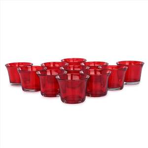 Porte-bougies en verre écologiques faits à la main et bougies votives - Décoration de Noël pour la maison et idées cadeaux - Rouge - Product Image 6