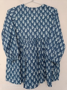 ชุดเดรสสั้นสำหรับผู้หญิงชุดเดรสสั้นสำหรับใส่ลำลองแบบอินเดียพิมพ์ลายบล็อคทำด้วยมือ - Product Image 5