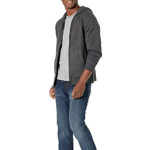 Sweat à capuche zippé pour homme de haute qualité, brodé, style streetwear thermique d'hiver, épaules tombantes, motif uni imprimé, 100% coton lourd - Product Image 5