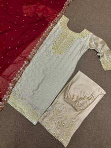 Beautiful <b>Kurti</b> - Plazzo With Dupatta With Fancy Heavy Embroidery With Sequins Work - Product Image 3